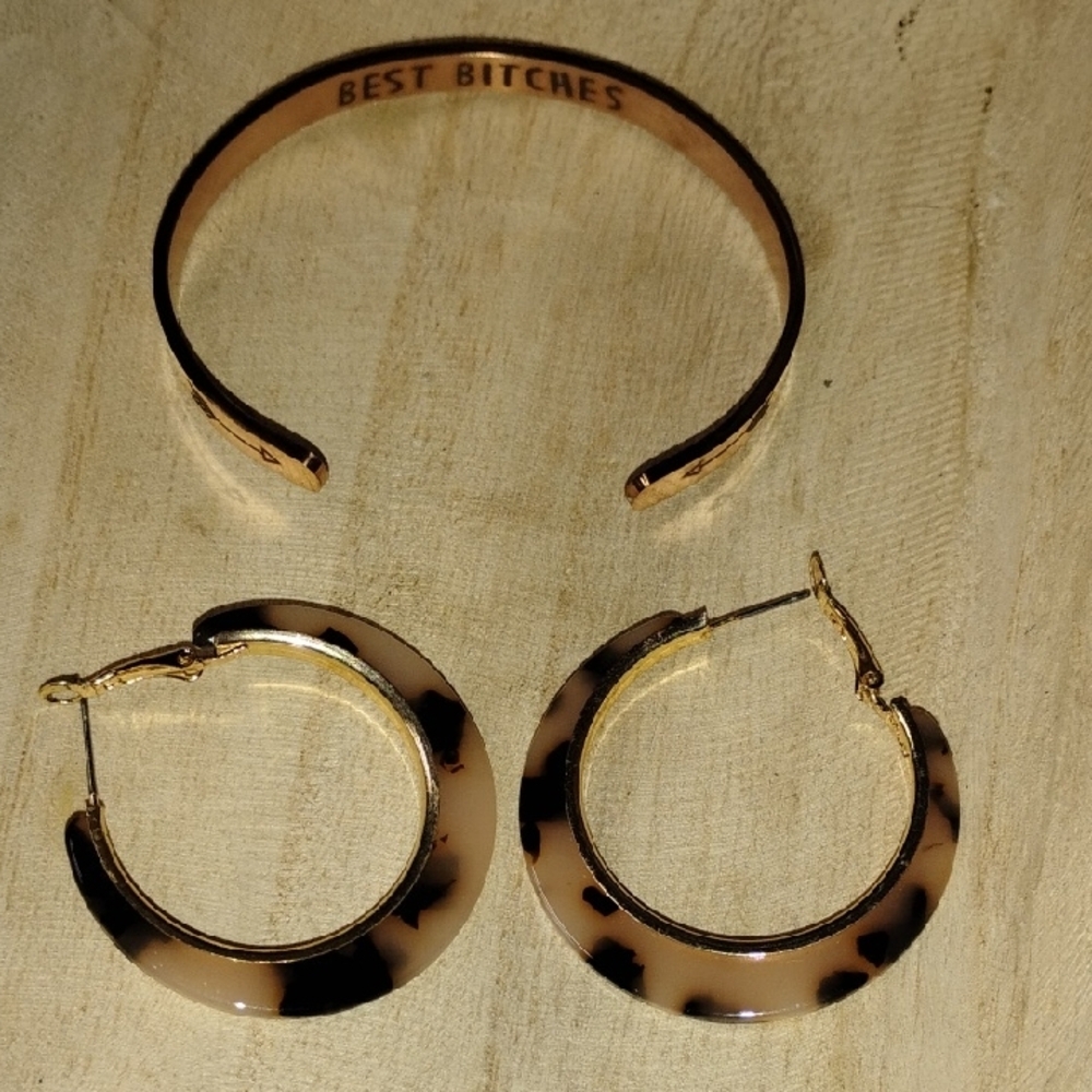 Hoop Earrings and Bracelet Combo